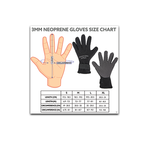 3mm Neoprene Gloves Size Chart